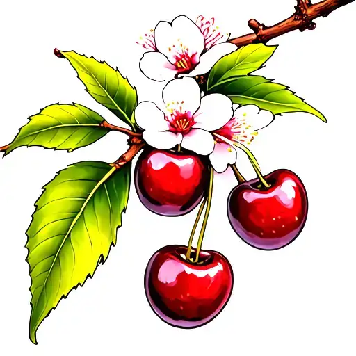 Cherry Blossom With Cherries