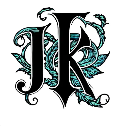 Letters P J K E Intertwined