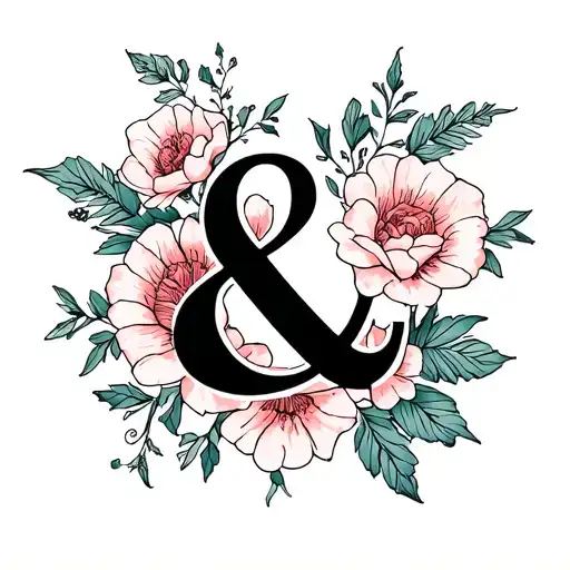 Ampersand And Flowers Intertwined