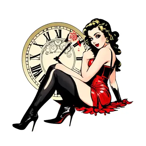 Pinup Girl Sitting Clock