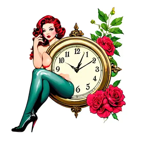 Pinup Girl Sitting Clock