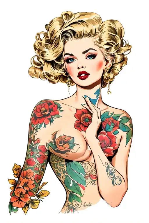 Pin Up Girl Exposed Chest