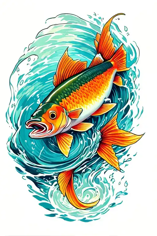 Salmon Swimming Up Stream