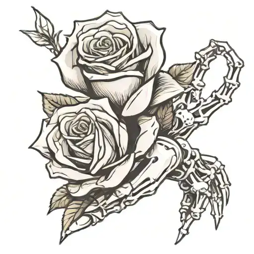 Skeletal Hand Holding A Rose