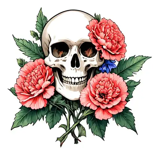 Skull Carnations Holly Larkspur Narcissus
