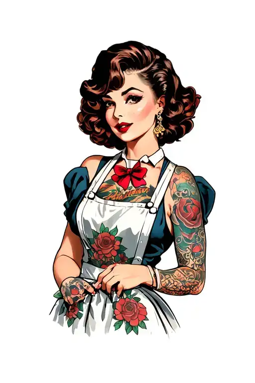 Pin Up Girl Wearing Apron