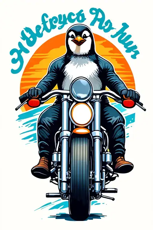 Penguin Riding Motorcycle
