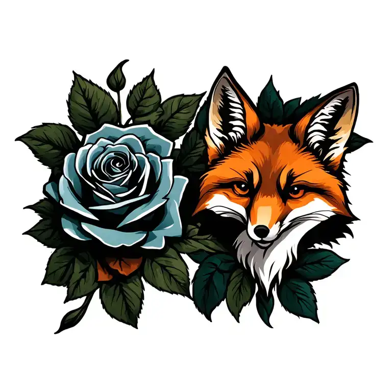 Two Roses With A Fox Head Lurking Inside