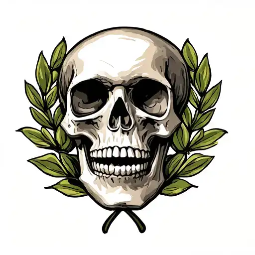 Skull And Laurel Wreath