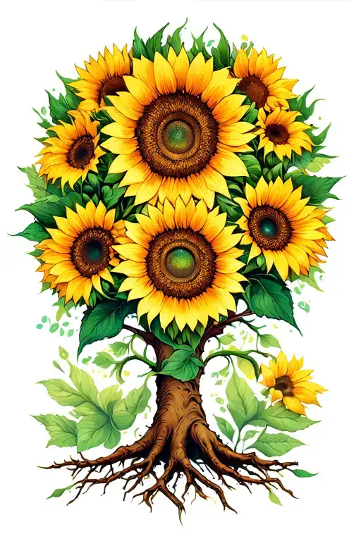 Tree Of Life Sunflowers Wrapped
