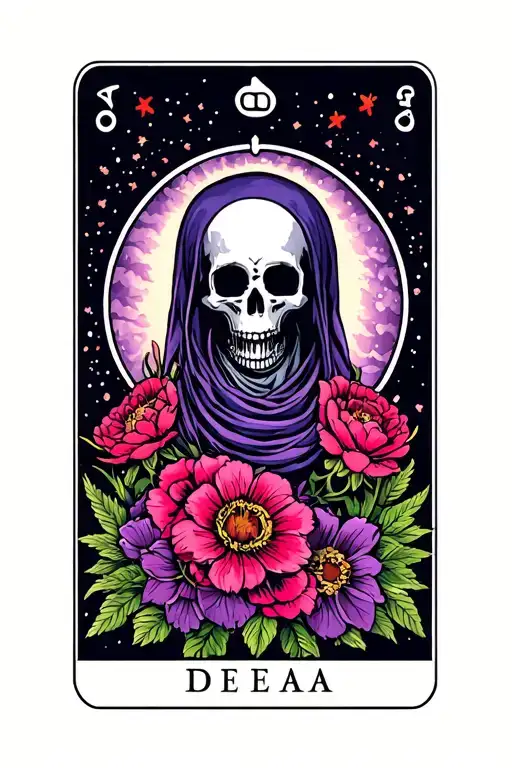 Death Tarot Card With Flowers