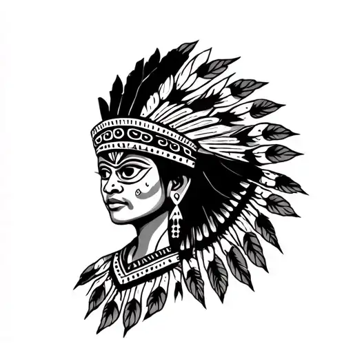 Brazilian Indigenous With Headdress With Head And 7 Eyes