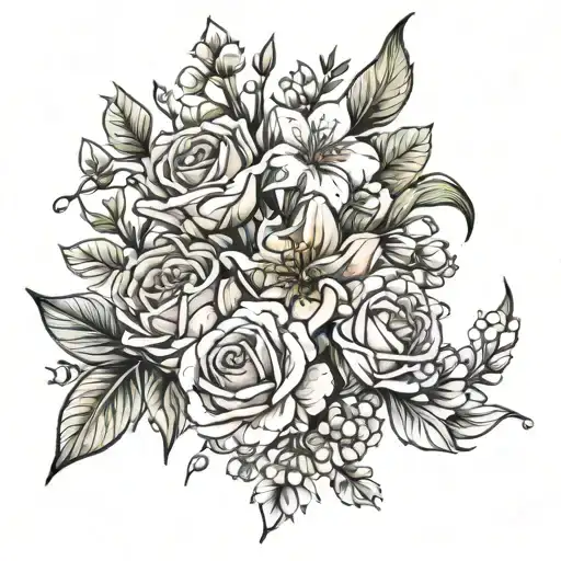 Birth Flower Bouquet With August February And October Twice