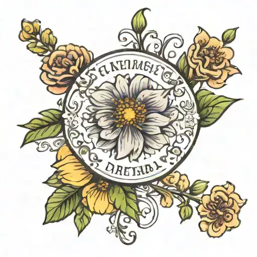 Last Name And Birth Flower Surrounded