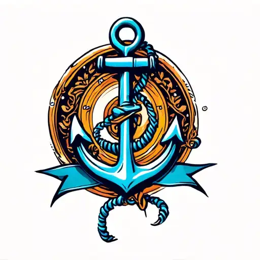 Anchor With Ribbon Orbit