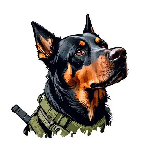 Beauceron Dog Wearing Tactical Gear