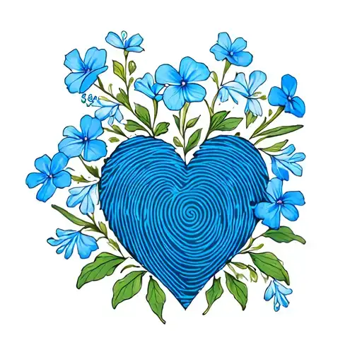 Forget Me Not With Fingerprint Heart
