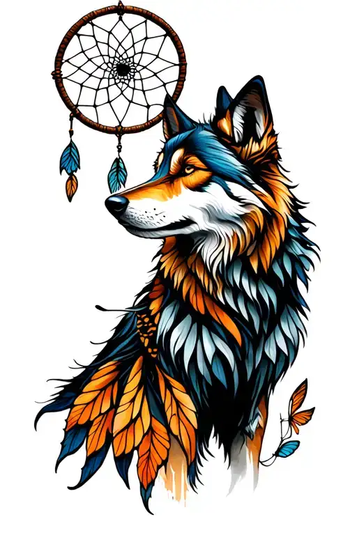 Butterfly Dream Catcher Wolf