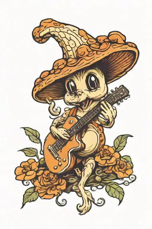 Mushroom Playing A Guitar