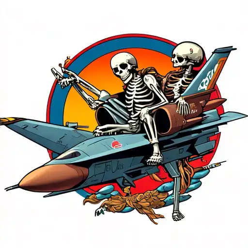 A Skeleton Riding An F-16
