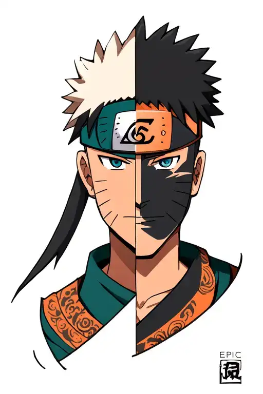 Half Naroto Half Jiraiya Face Joined Together Both In Sage Mode With Epic Naruto Them Background
