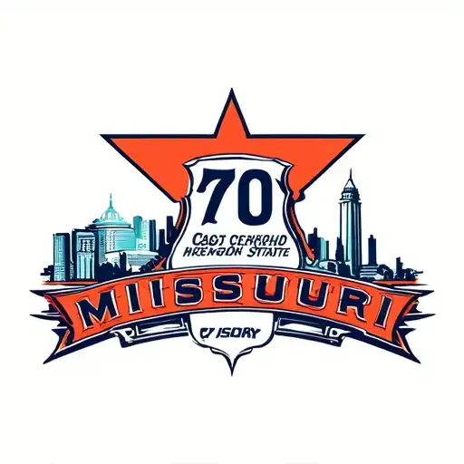 Interstate 70 And Missouri State And Landmarks Merge The Two With Colors