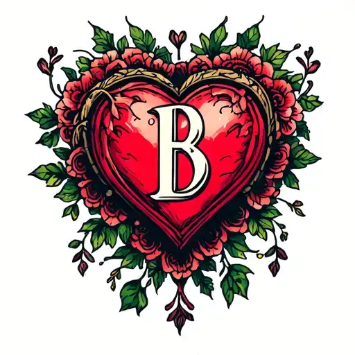Heart Shaped Tatoo Idea Based Letter B
