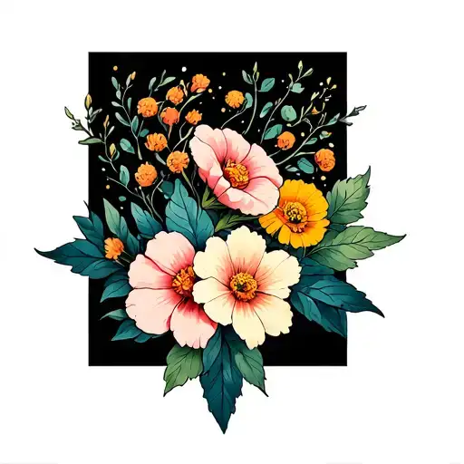 Hawthorne And Honeysuckle And Cosmos Intertwined