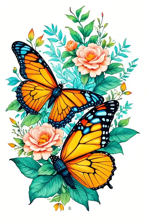 Butterflies And Plants Sleeve