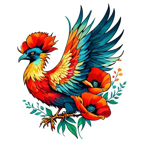 Pheonix With Poppies