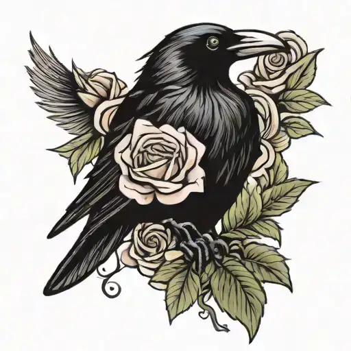 Crow With Rose