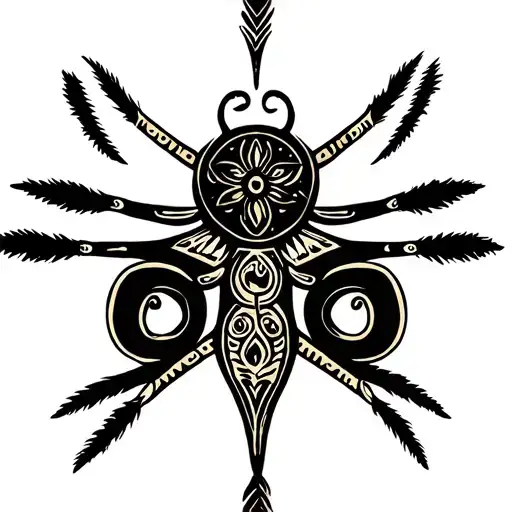 Triskelion In Circle Made With Native American Traditional Designs Of