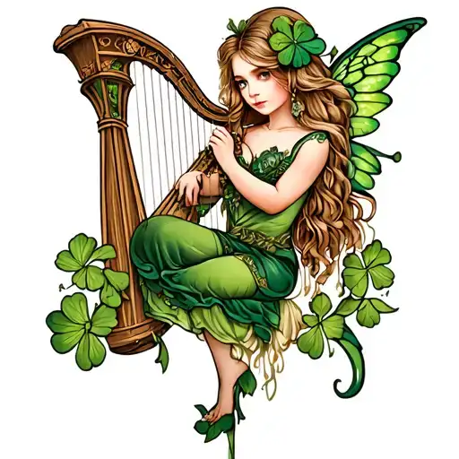 Irish Fairy Clover Harp