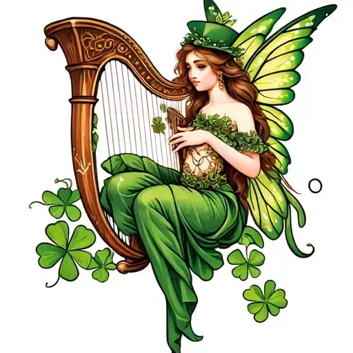 Irish Fairy Clover Harp