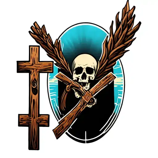 3 Wooden Crosss On Right Hand Side Of Highway Lead To Heavn