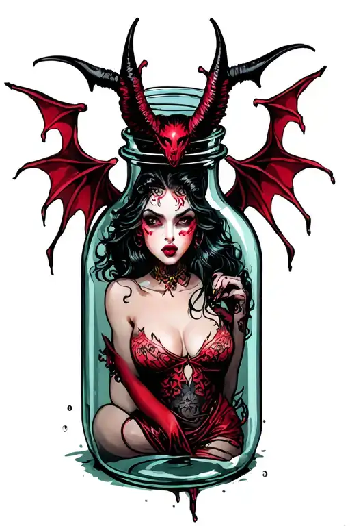 Sultry Evil Succubus Trapped Inside Bottle