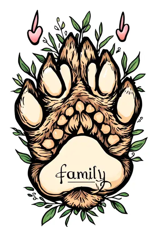 Cat Paw Print With The Word 'Family' Incorporated