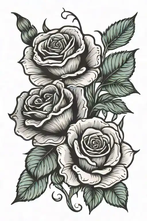 Two Roses And A Poppy Thin Line