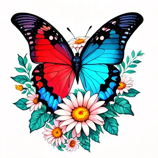 Daisys Butterflies And Cardinal