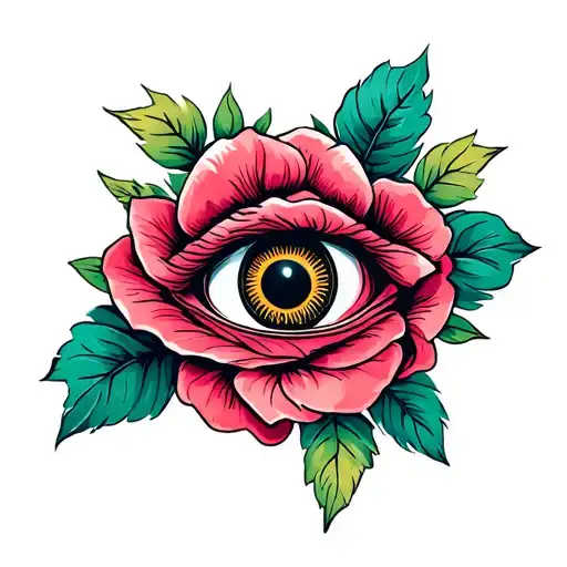 Flower With Opened Eye Symbol Integrated Ans Ist A Rose And Ist Hindu Touched