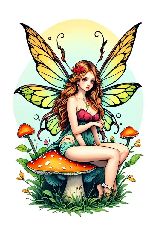 Fairy Sitting On Mushroom