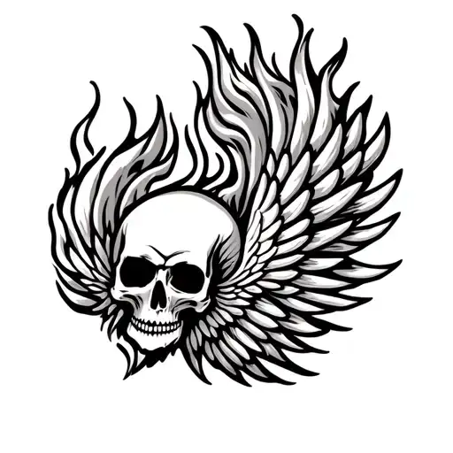 Skulls Bones Flame Like Wings