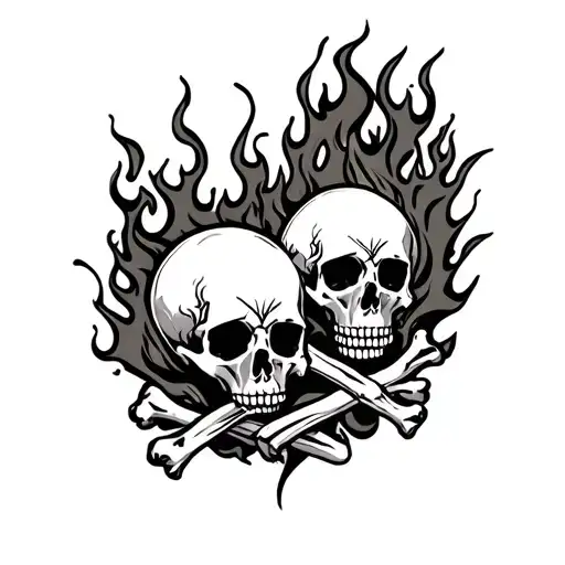 Skulls Bones Flames