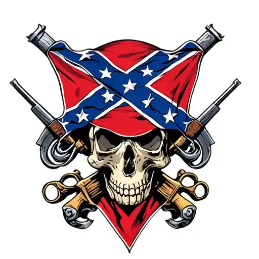 Skull With Confederate Flag