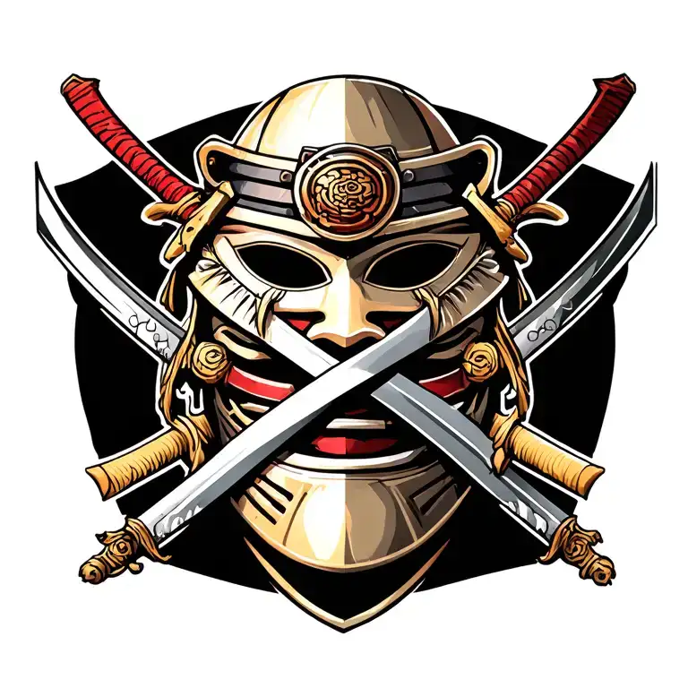 Only Mask With Samurai Swords Crosssed
