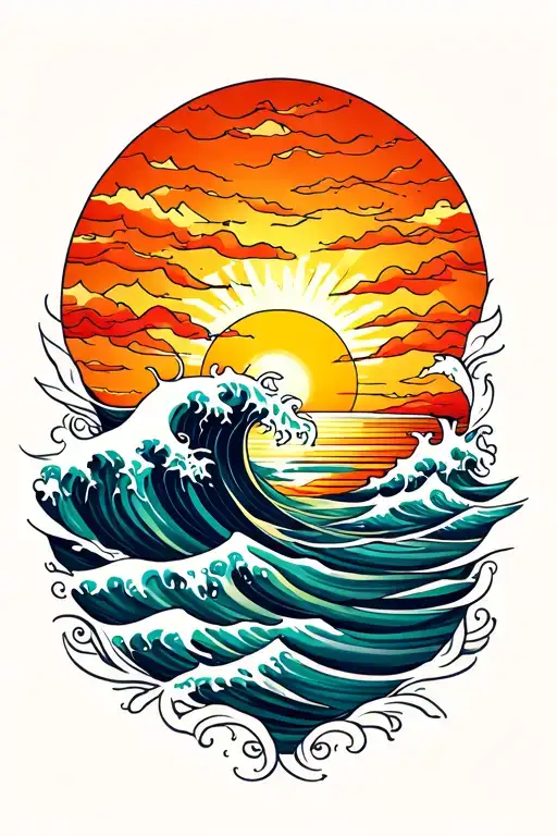 Sunrise With Waves And Balance