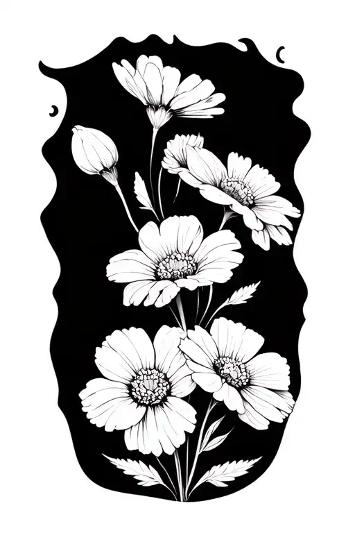 Wild Flowers With Black Lines