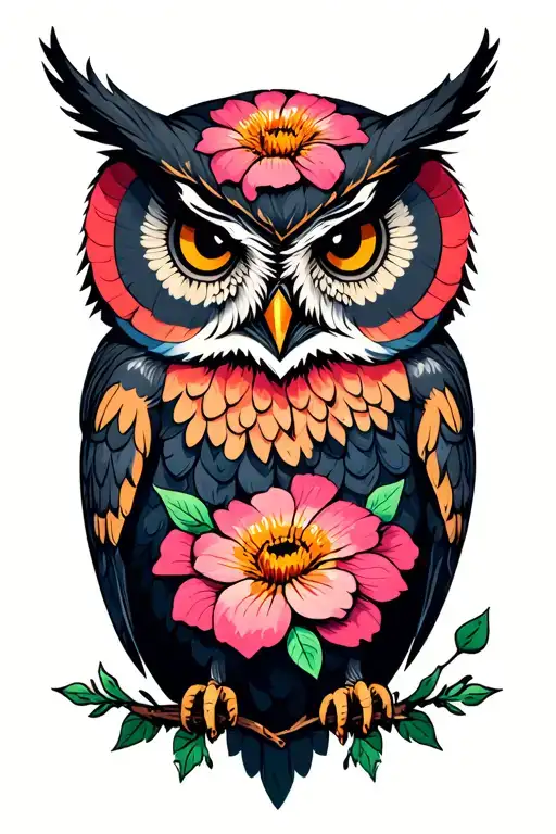 Owl And Goth Flowers