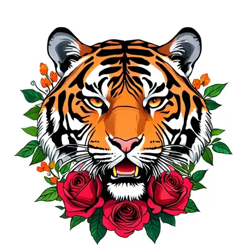 Tiger And Roses