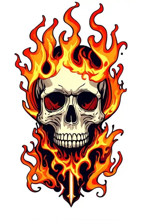 Flaming Gothic Skull